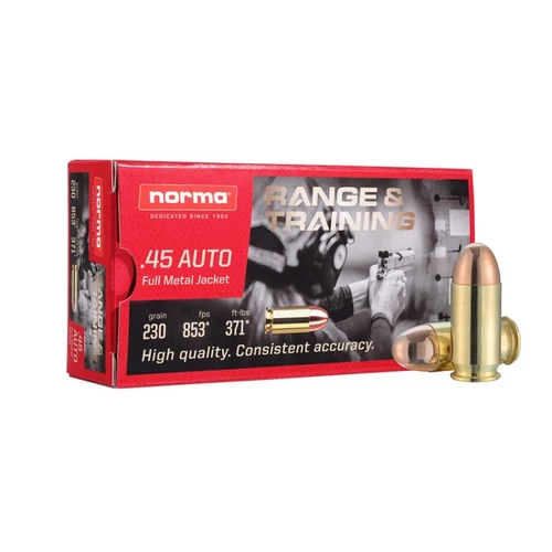 Norma 45 ACP FMJ 230gr, 14,9g pisztoly lőszer