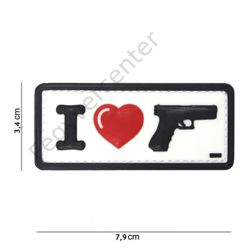 Tépőzáras felvarró 3D PVC I LOVE MY SIDEARM 7,9 x 3,4 cm