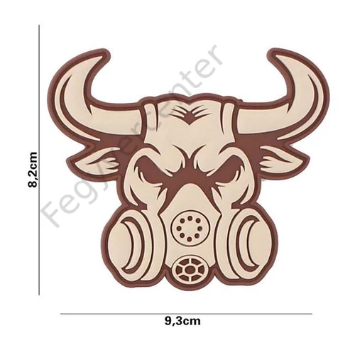 Tépőzáras felvarró 3D PVC Gasmask Bull coyote